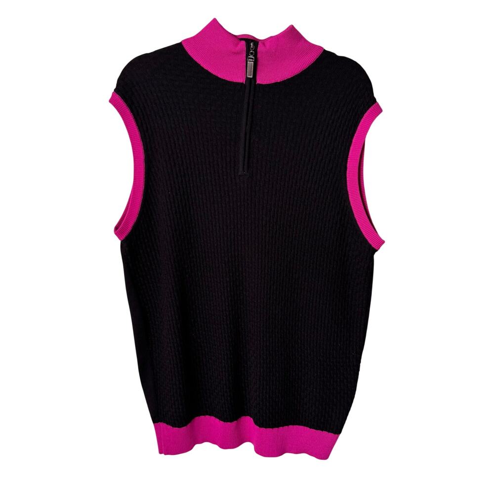 G-Mac Merino Wool Blend 1/4 Zip Sweater Vest Men’s XL Black Pink Golf Ireland